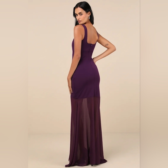 Lulus Sincerely Exemplary Purple Sleeveless Trumpet Hem Maxi Dress Wedding Party - Picture 5 of 8
